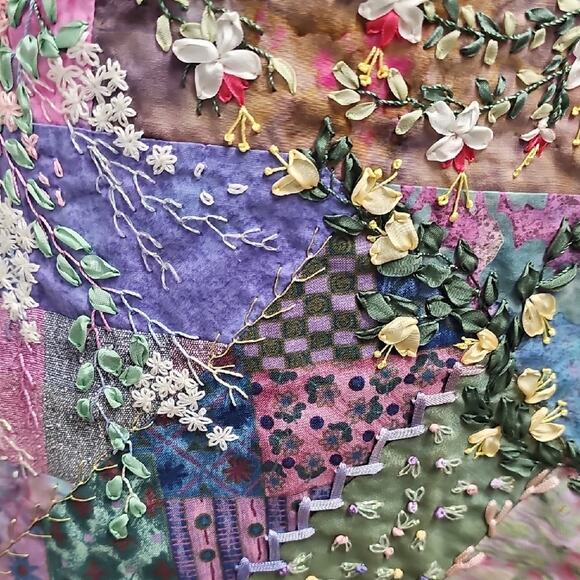 Beautiful Handmade Multicolor Open Front Patchwork Embroidered Cardigan Vest-L - Picture 9 of 10